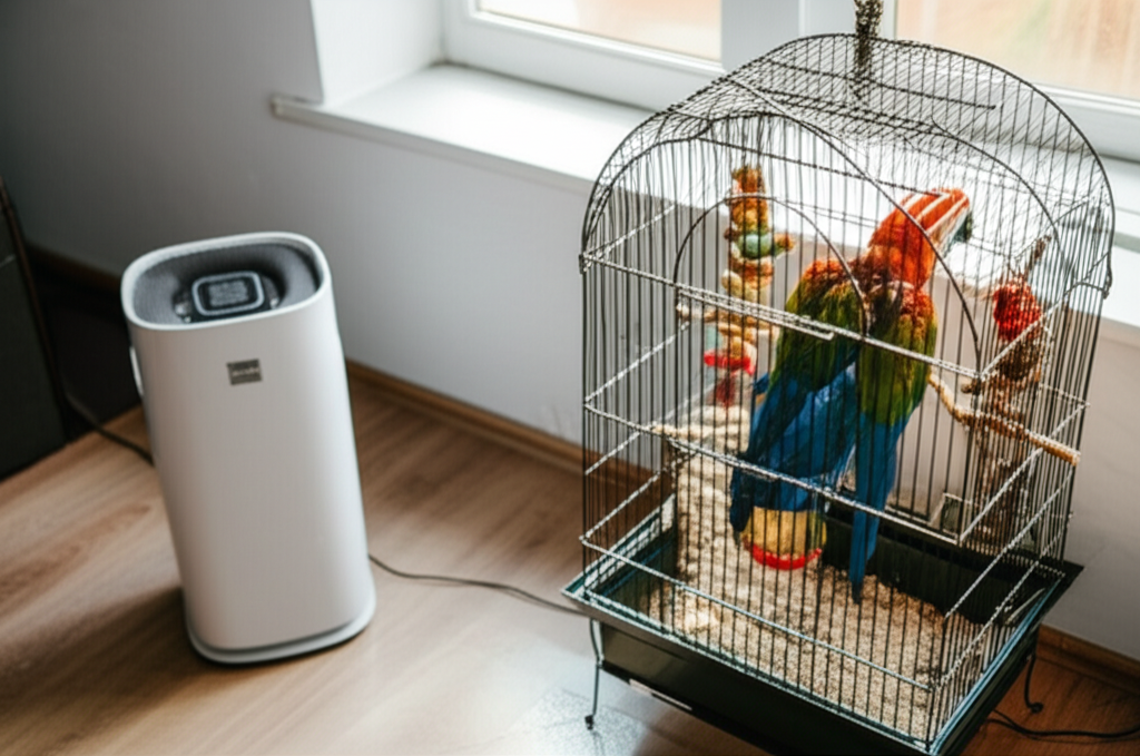 Generate a high-quality, relevant image prompt for an article about: Are Air Purifiers Bad For Birds