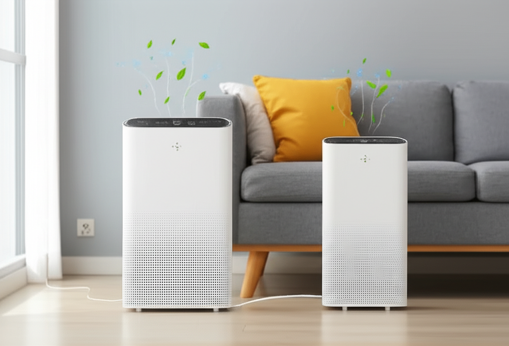 Generate a high-quality, relevant image prompt for an article about: Can Air Purifier and Dehumidifi