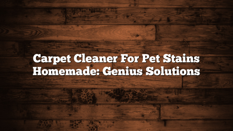 Carpet Cleaner For Pet Stains Homemade: Genius Solutions