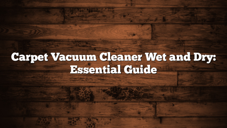 Carpet Vacuum Cleaner Wet and Dry: Essential Guide