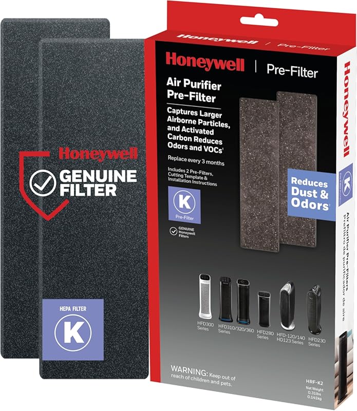 Honeywell Household Odor and Gas Reducing Pre-Filter, 2 Pack for Clean