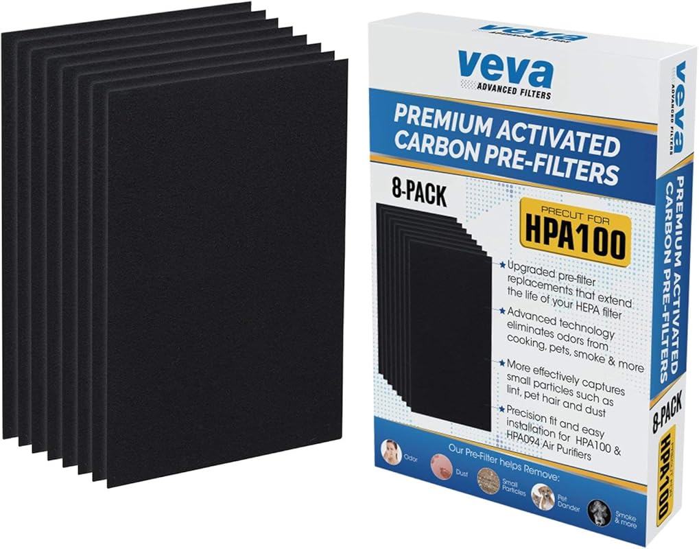 HPA100 Replacement Pre-Filters, 8 Pack, compatible with Honeywell HRF-