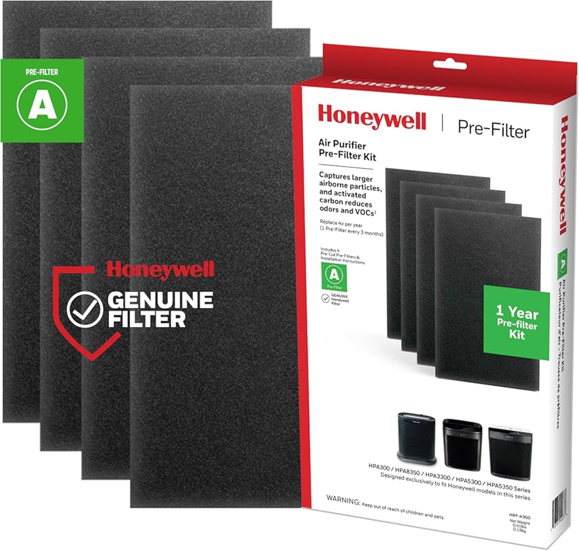 Honeywell HRF-A200 Pre-Filter Kit, 4 Count, Reduces Dust, VOCs, Pet, K