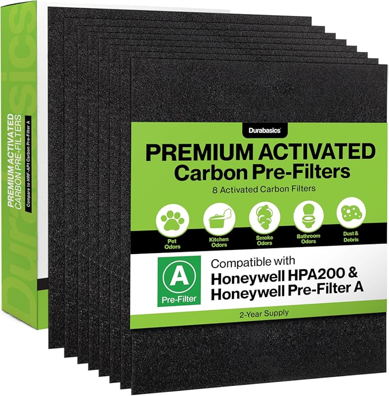 Durabasics 8-Pack Carbon Replacement Prefilters for Honeywell HPA200, 