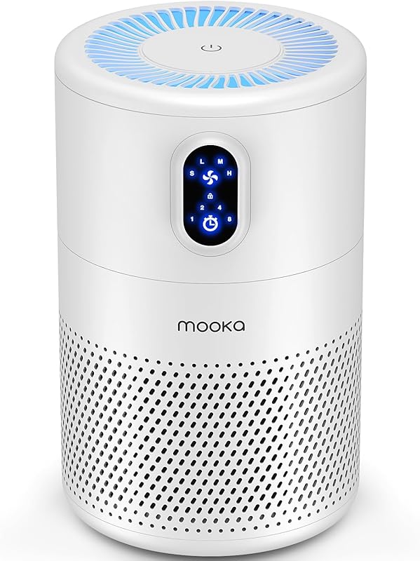 MOOKA B-D02L Air Purifier for Large Rooms, H13 True HEPA, Odor Elimina