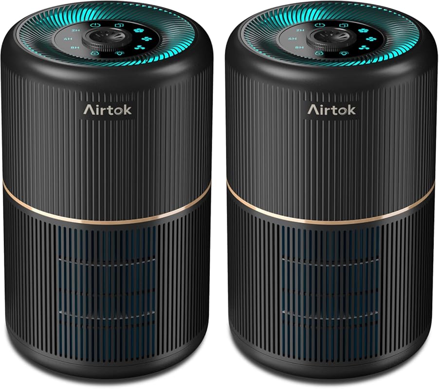 AIRTOK 2 Pack Air Purifiers with H13 HEPA Filters and 4-Stage Filtrati