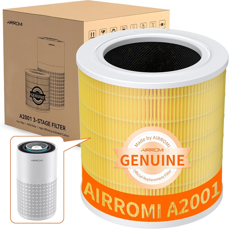 AIRROMI A2001 Replacement Filter, Original 3-in-1 HEPA with Activated 