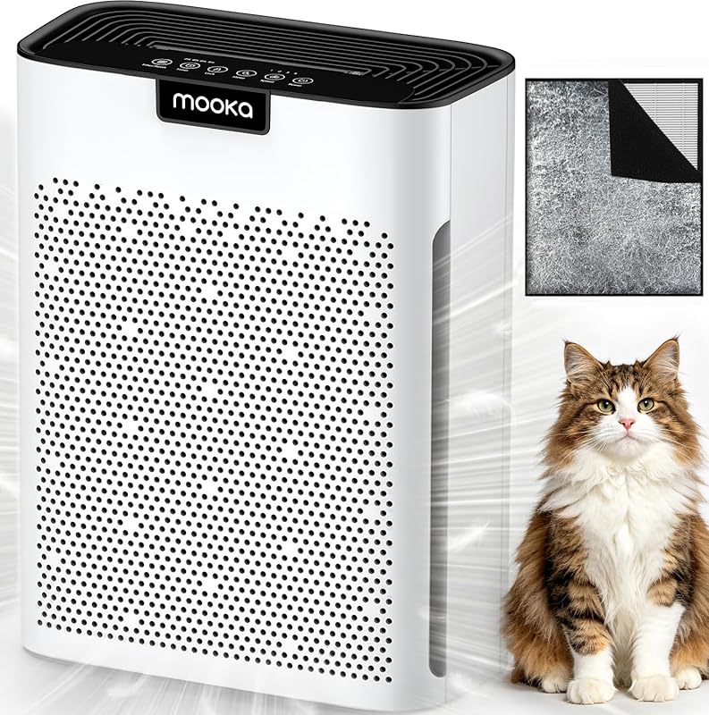 MOOKA KJ190 Air Purifier for Large Rooms, H13 HEPA, Washable Filter, F