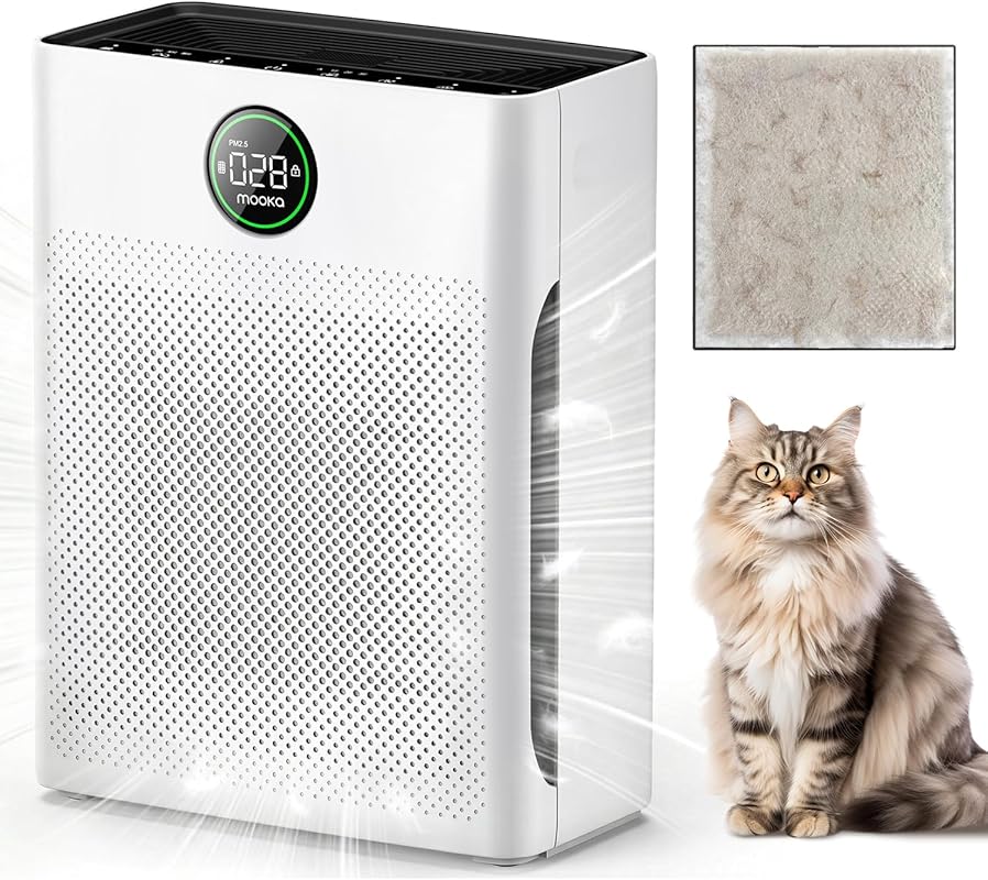 MOOKA Air Purifier for Large Rooms up to 2200 Sq Ft, Washable Filter, 