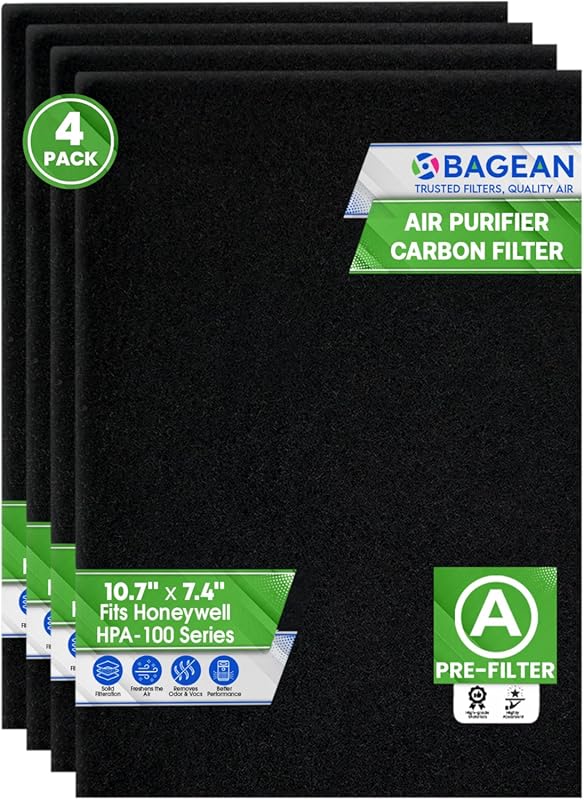 Bagean HPA100 Carbon Pre-Filter A, 4-Pack, compatible with Honeywell H