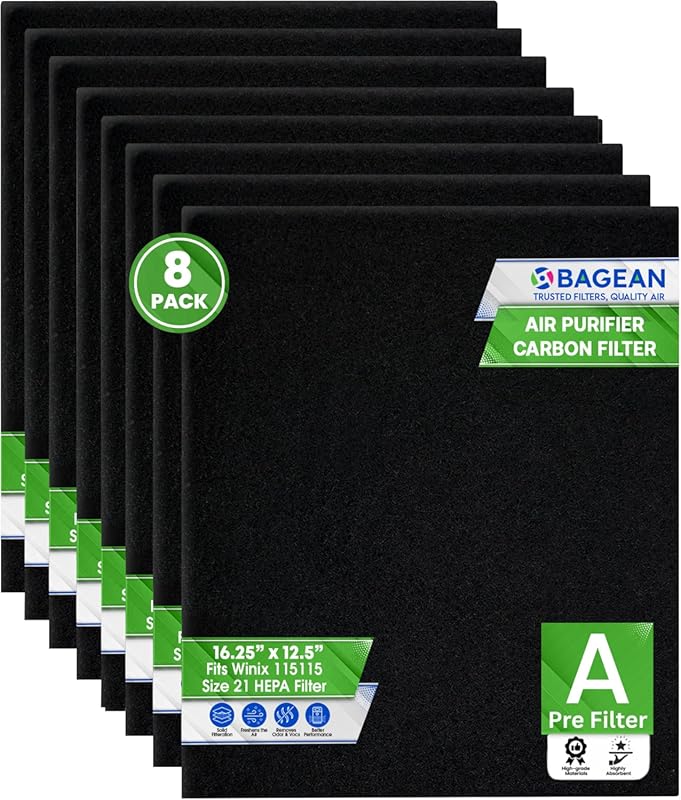 Bagean Carbon Pre Filter A 115115 8-Pack Compatible with Winix Plasmaw