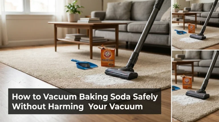 How to vacuum baking soda safely from carpet using a household vacuum.