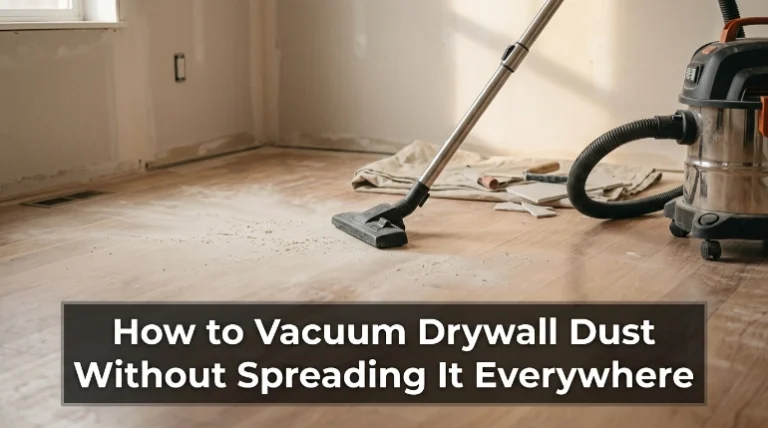 HEPA vacuum collecting drywall dust from a renovated room without spreading fine debris