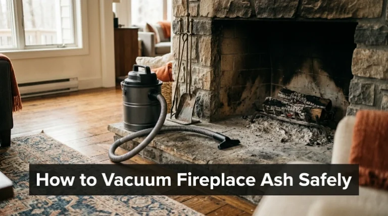 How to vacuum fireplace ash safely using a dedicated ash vacuum beside a cold firebox