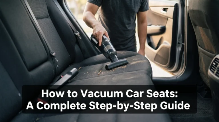 How to vacuum car seats using an upholstery nozzle inside a realistic passenger car
