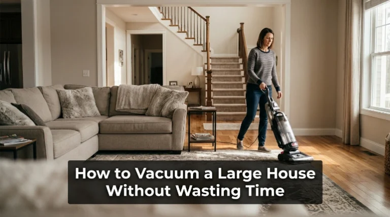 How to vacuum a large house efficiently using a planned room-by-room route.