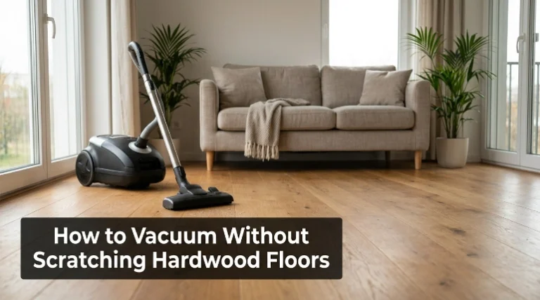 Soft floor-head vacuum cleaning hardwood safely without scratching the finish
