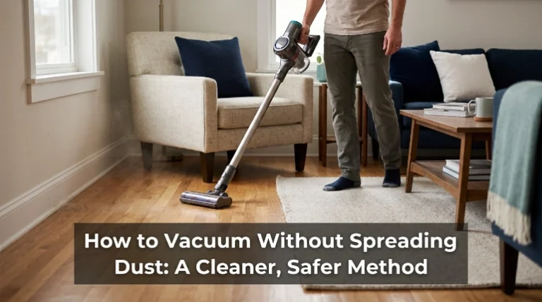 How to vacuum without spreading dust using slow passes in a clean living room