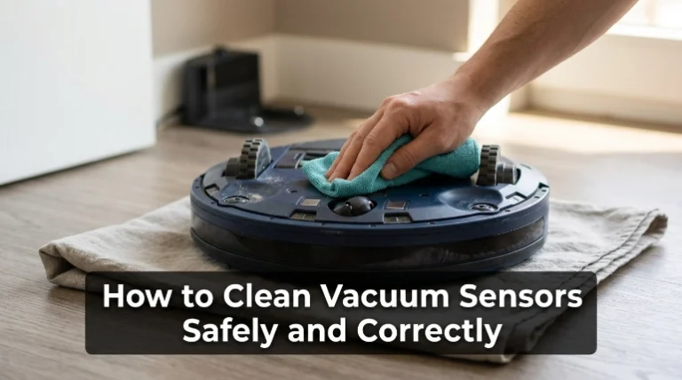 How to clean vacuum sensors safely by wiping robot vacuum sensors with a dry microfiber cloth