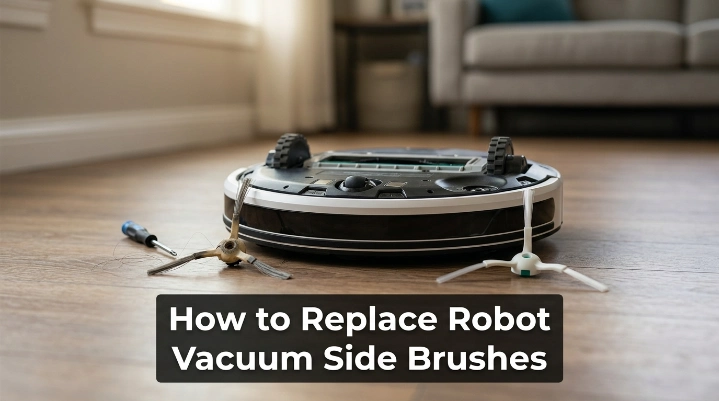 How to replace robot vacuum side brushes with a new brush and screwdriver
