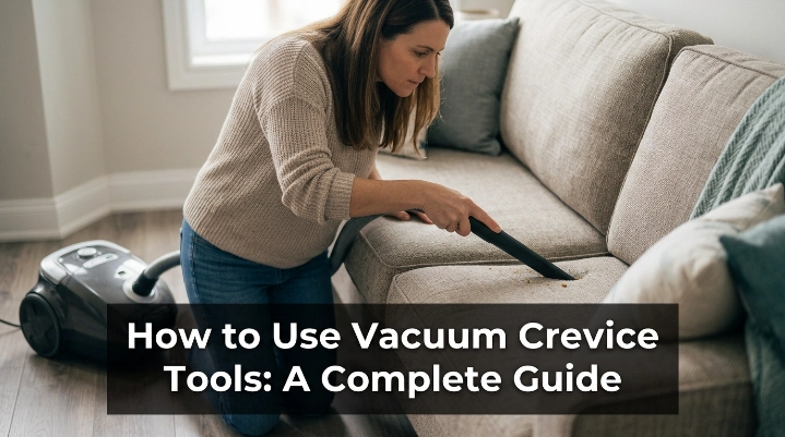 How to use vacuum crevice tools between sofa cushions and other tight household gaps