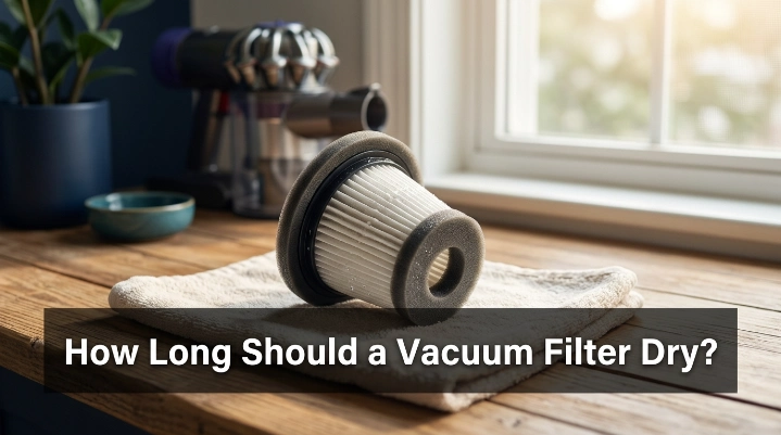 Washable vacuum filter air-drying naturally before safe reinstallation