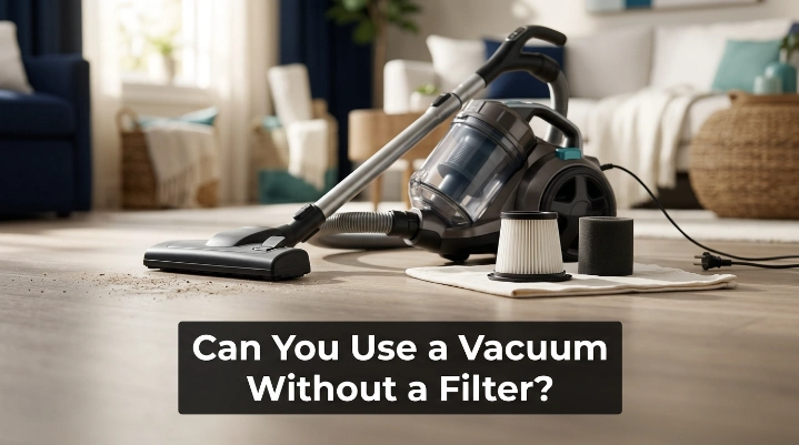 Can you use a vacuum without a filter shown with filter removed from an unplugged vacuum