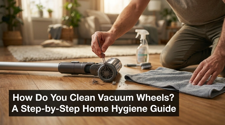 Infographic showing vacuum wheel cleaning process