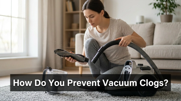 Homeowner maintaining vacuum cleaner to prevent clogs