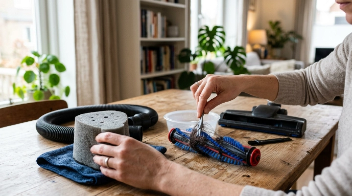 Cleaning vacuum filter and brush roll at home