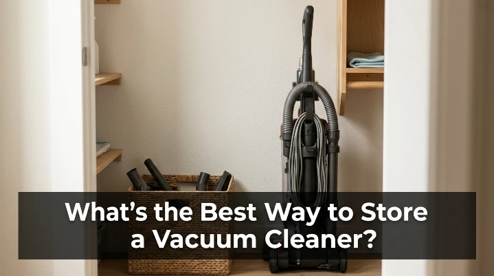 Best way to store a vacuum cleaner upright in a clean, dry utility closet.
