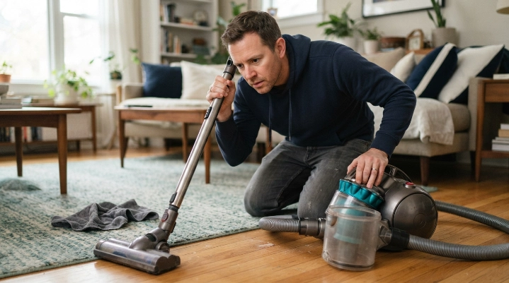 Why did my vacuum lose suction after cleaning? Homeowner tests suction at the disconnected vacuum wand.