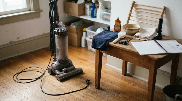 Homeowner deep cleaning vacuum brush roll, dust bin, hose, attachments, and exterior surfaces