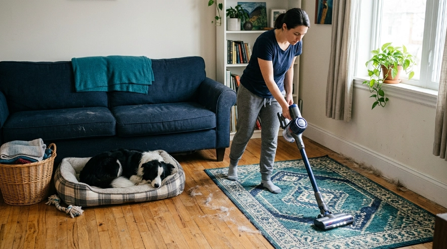 Best electric stick vacuum cleaners used for daily Border Collie hair cleanup around rugs and furniture