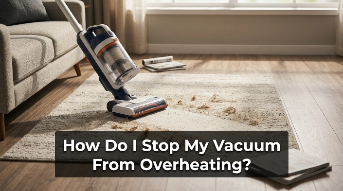Overheated vacuum switched off for safe cooling, airflow inspection, and maintenance.