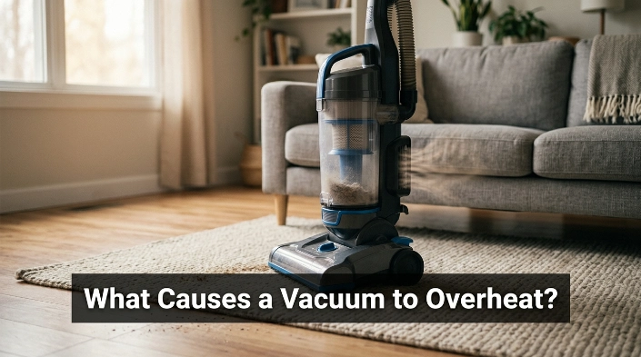 Hot household vacuum illustrating what causes a vacuum to overheat during cleaning