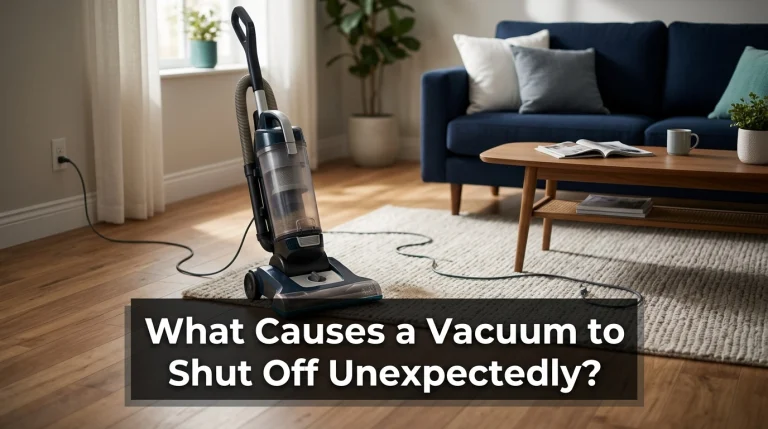Vacuum cleaner stopped unexpectedly in a living room during cleaning