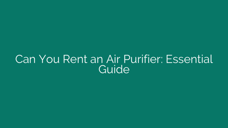 Can You Rent an Air Purifier: Essential Guide